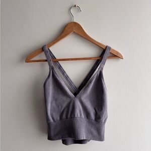 Gray Free People Good Karma cropped tank